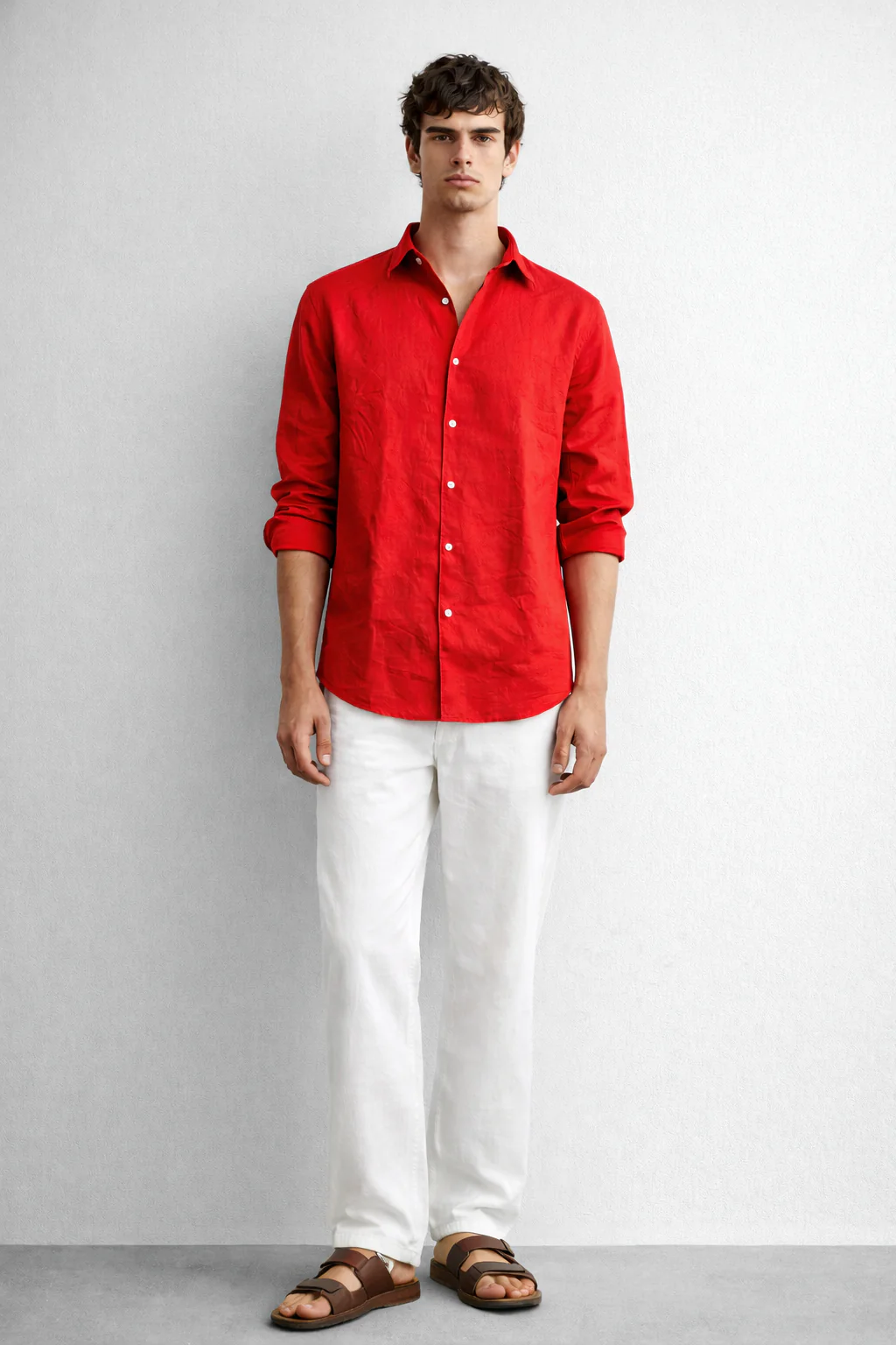 Red Linen Blend Shirt - Image 2