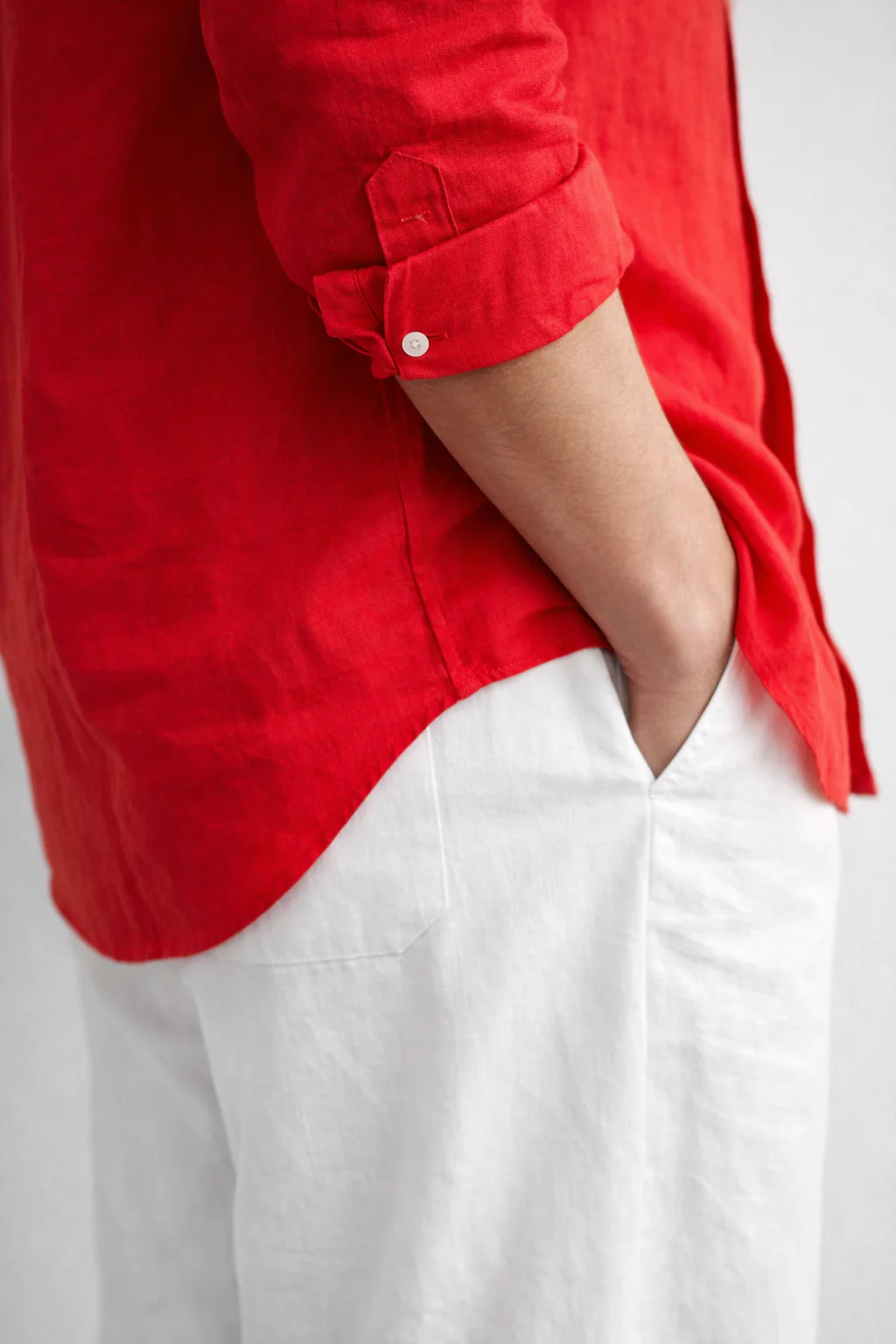 Red Linen Blend Shirt - Image 3