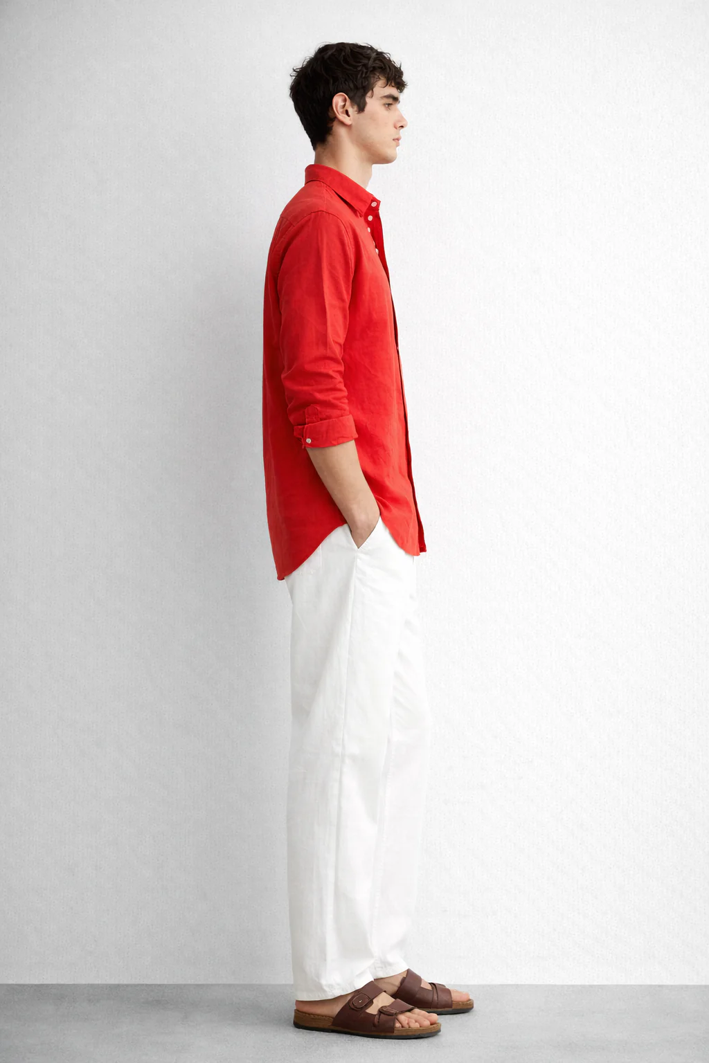 Red Linen Blend Shirt - Image 5
