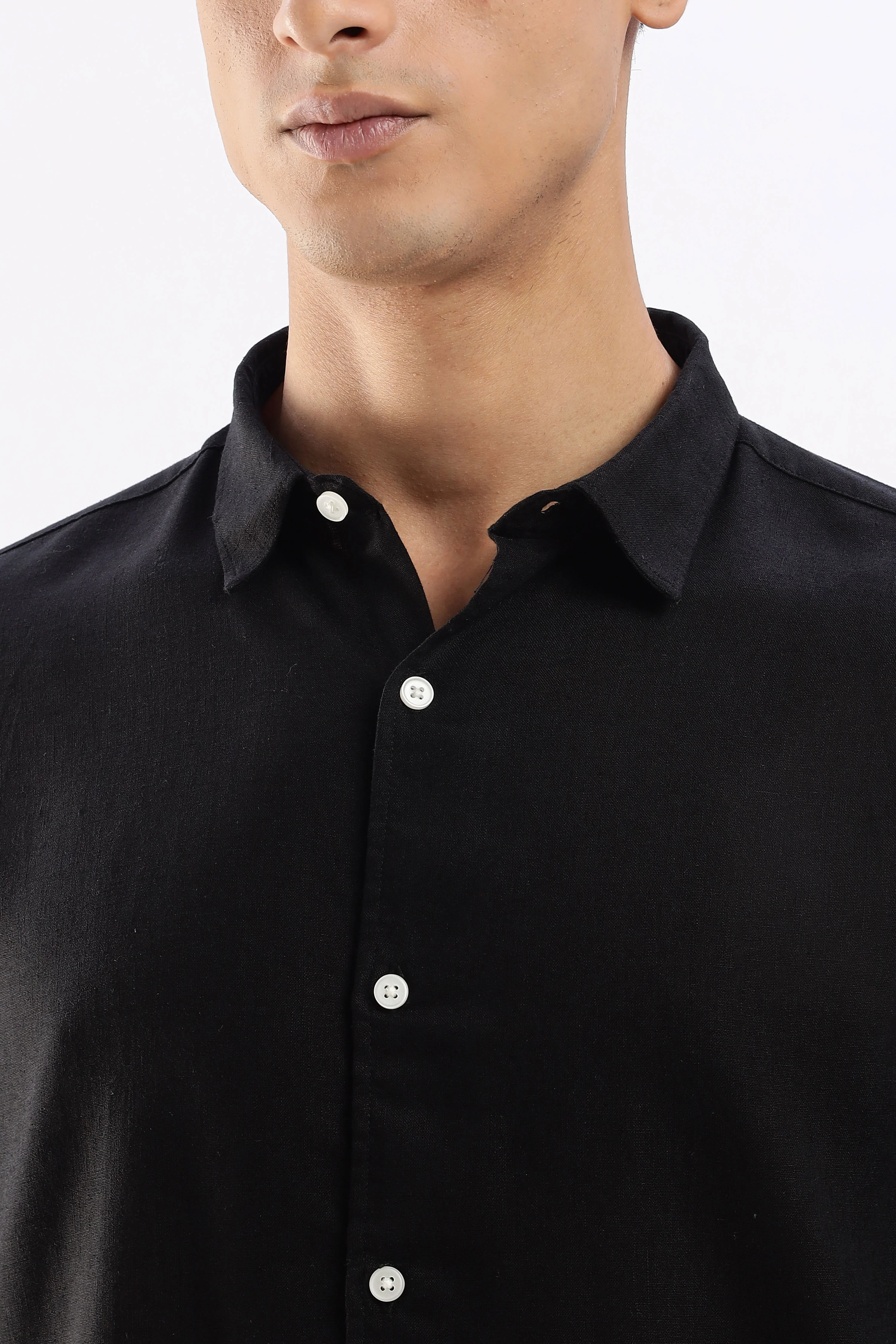 Regular fit Black Linen Blend Shirt - Image 3