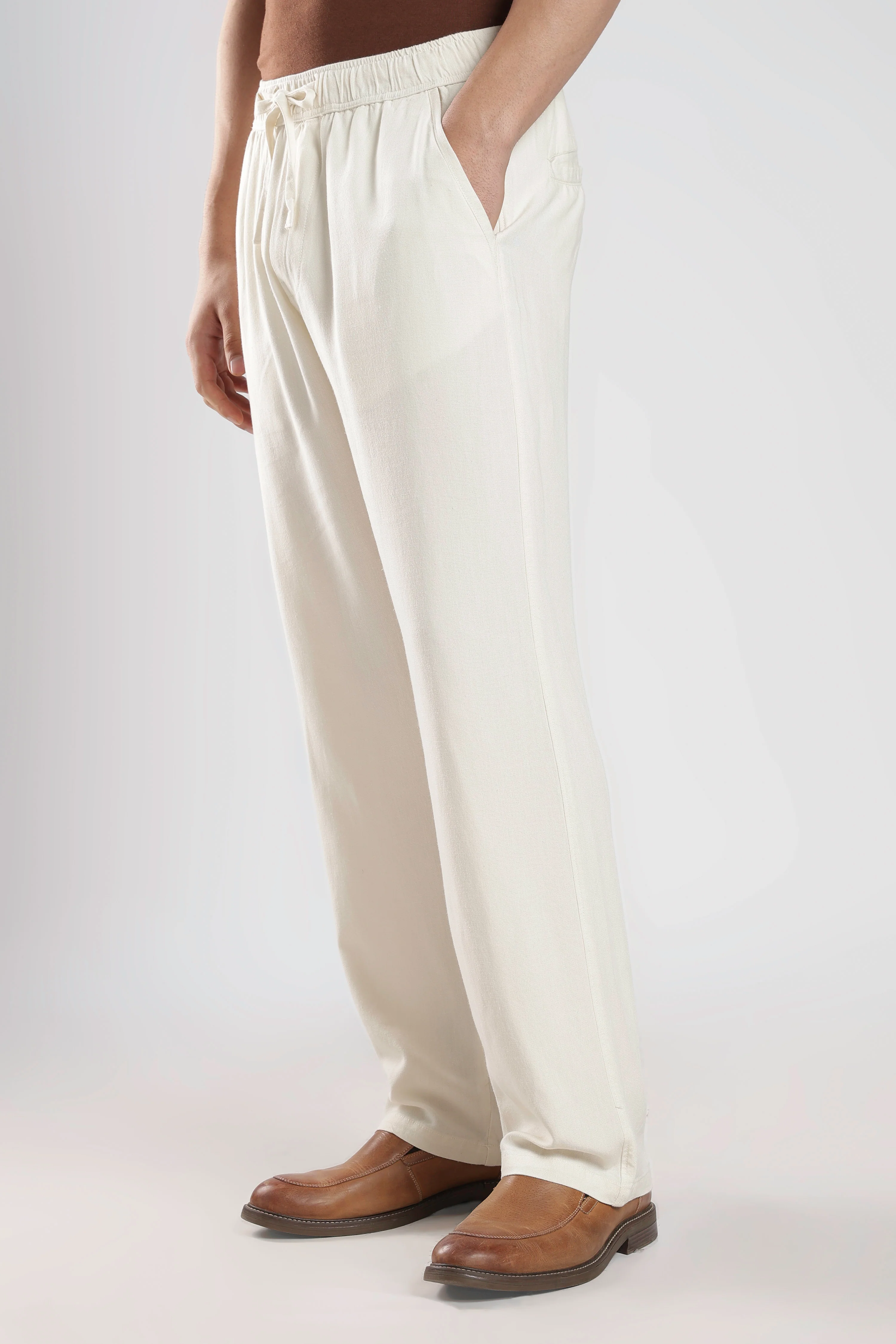 Relaxed Linen Pants Off white - Image 3