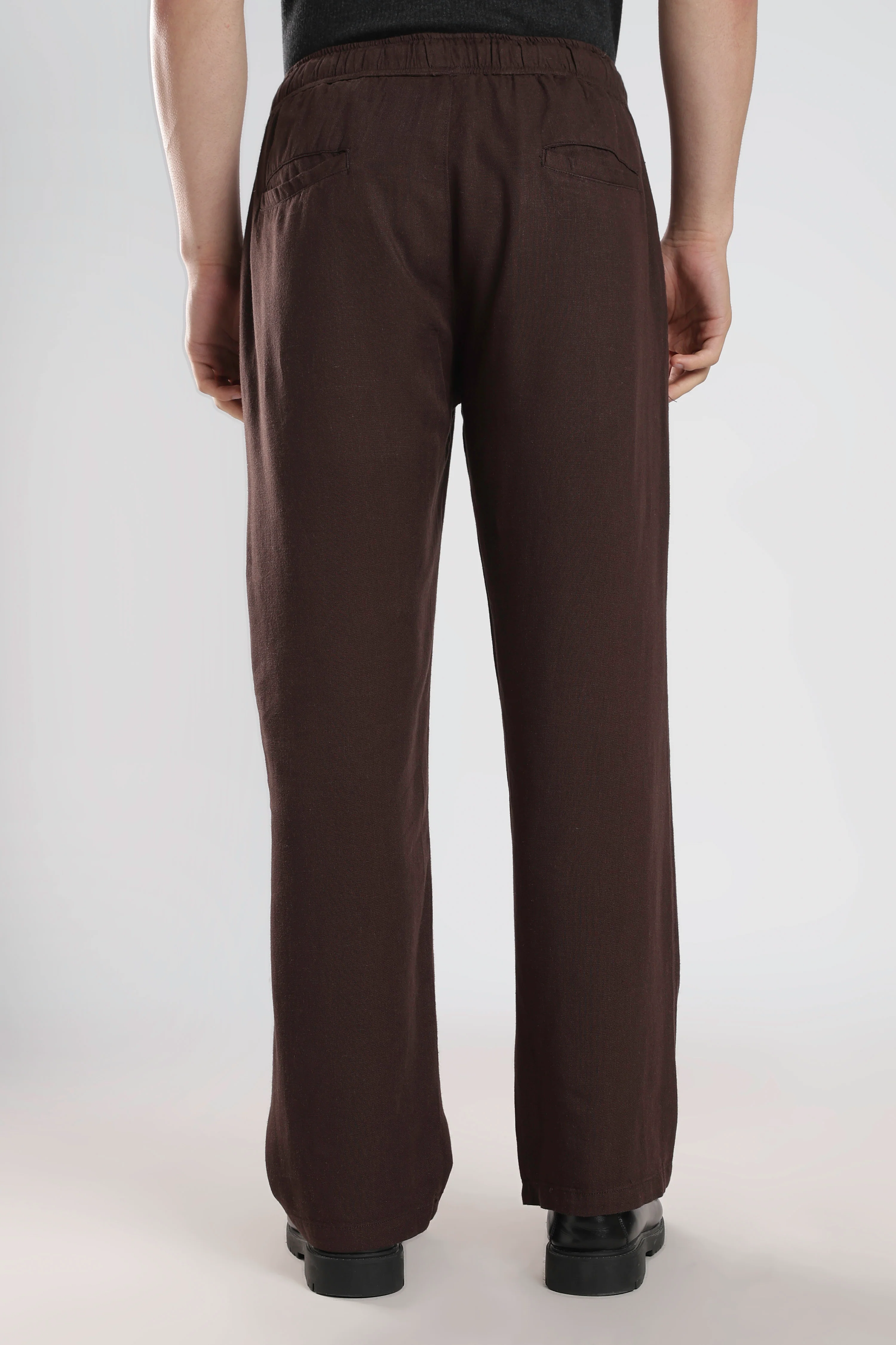 Relaxed Linen Pants Dark Brown - Image 6