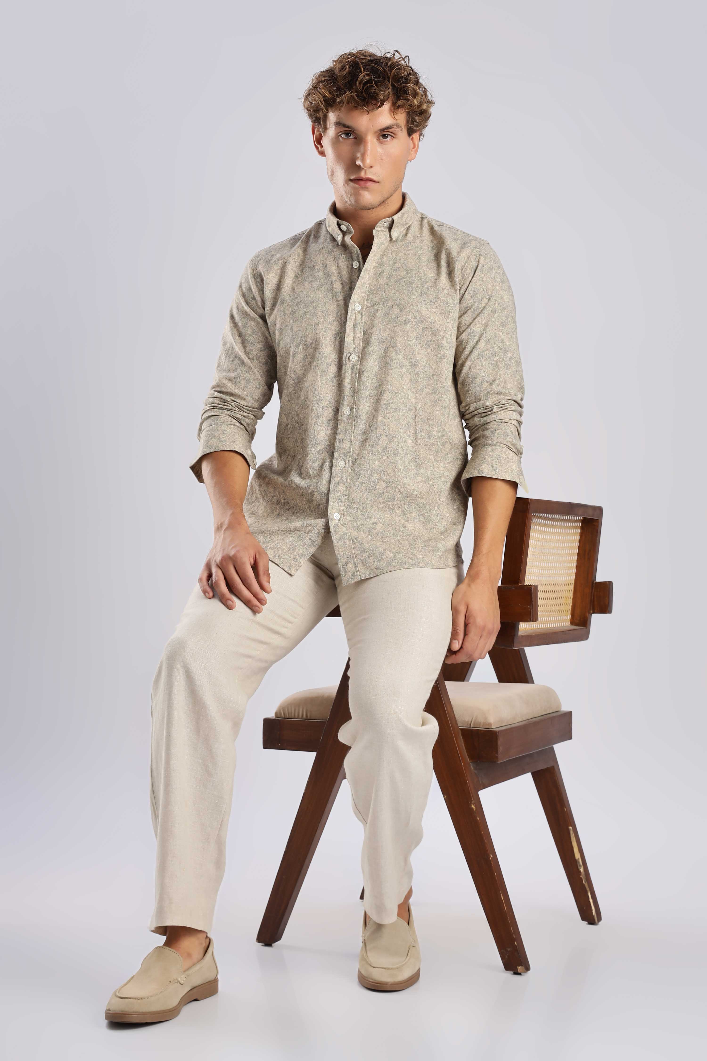 Sage Green Linen Blend Shirt - Image 7