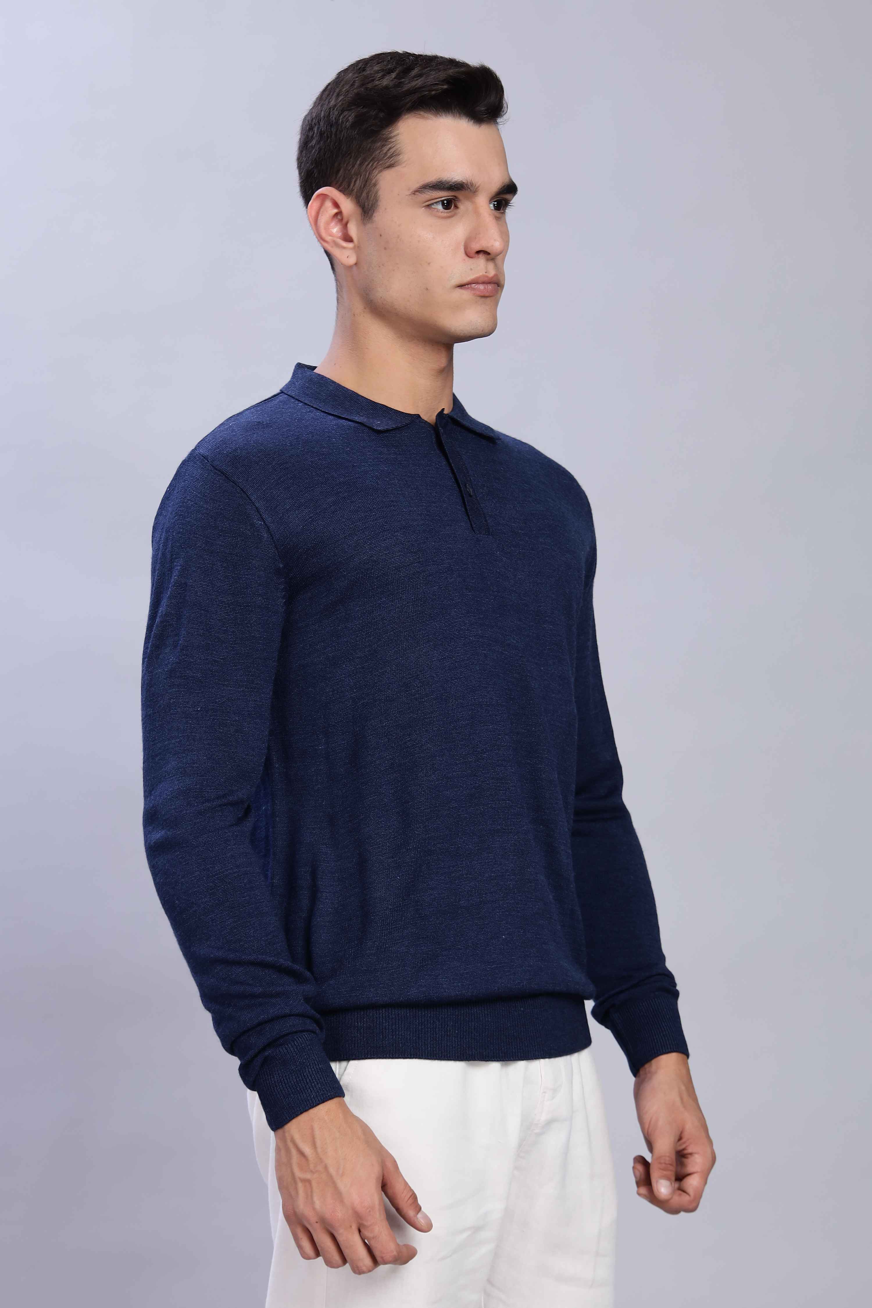 Slate Micro-structured knitted polo - Image 3