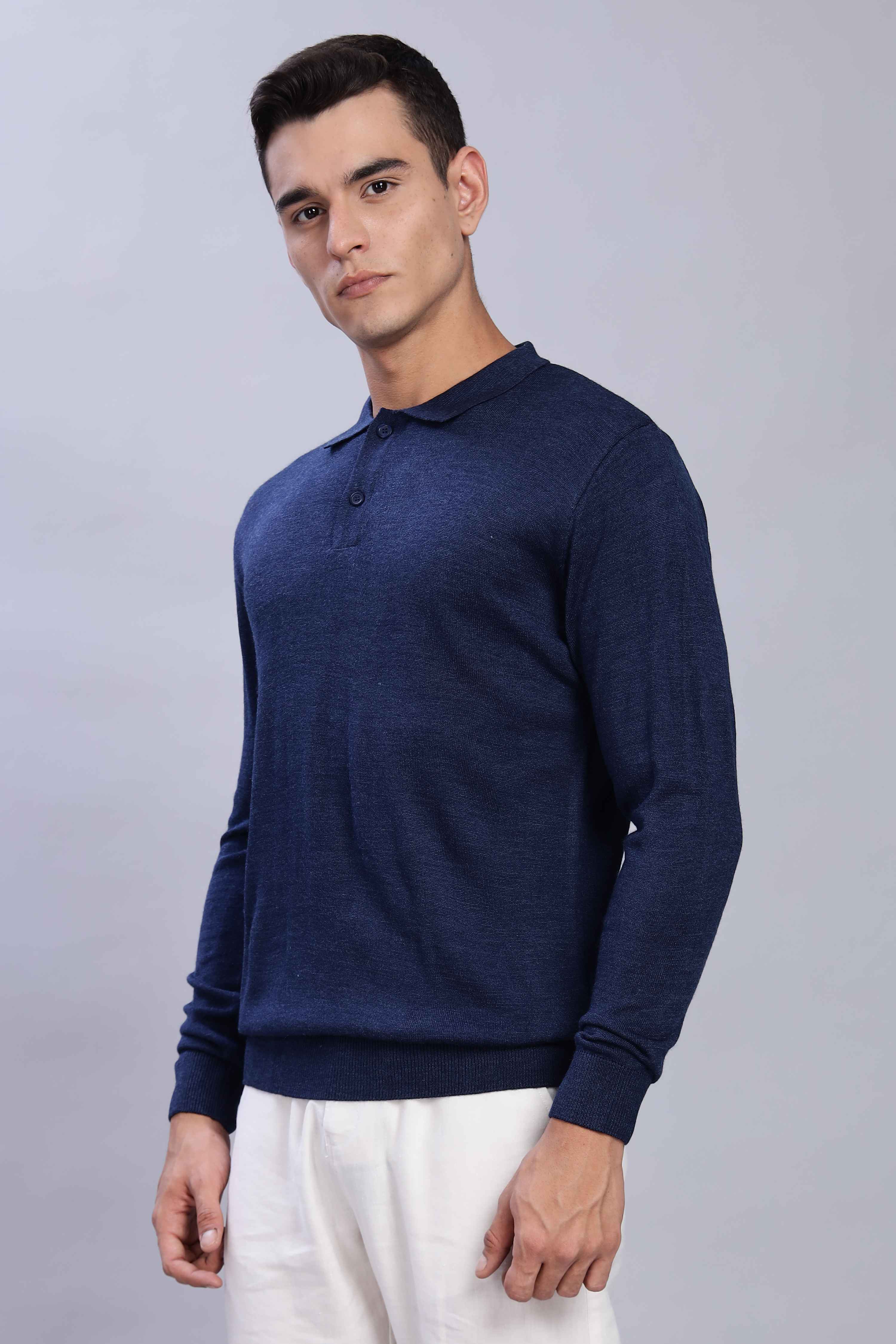 Slate Micro-structured knitted polo - Image 4