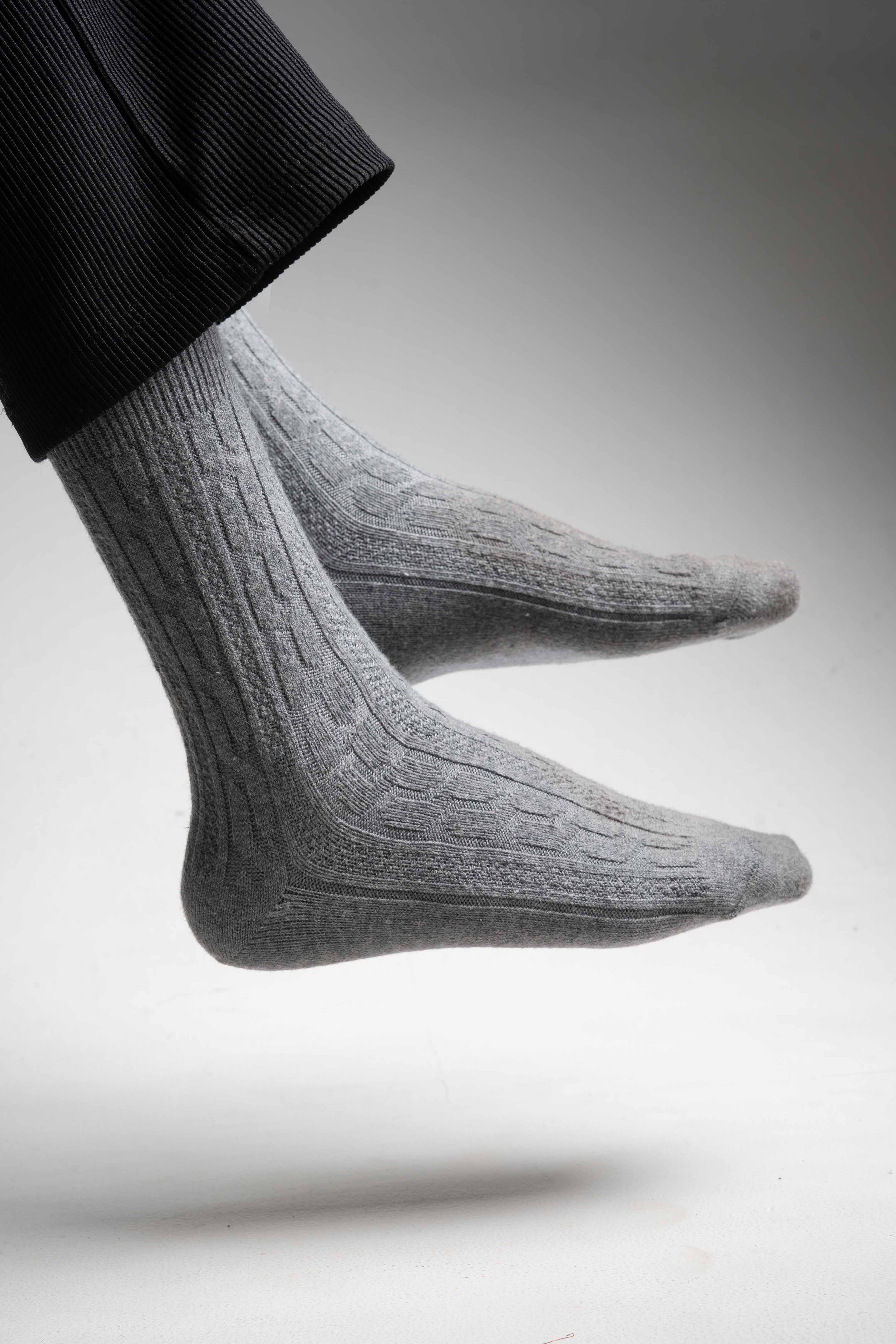 Textured Light Grey Socks - Image 3