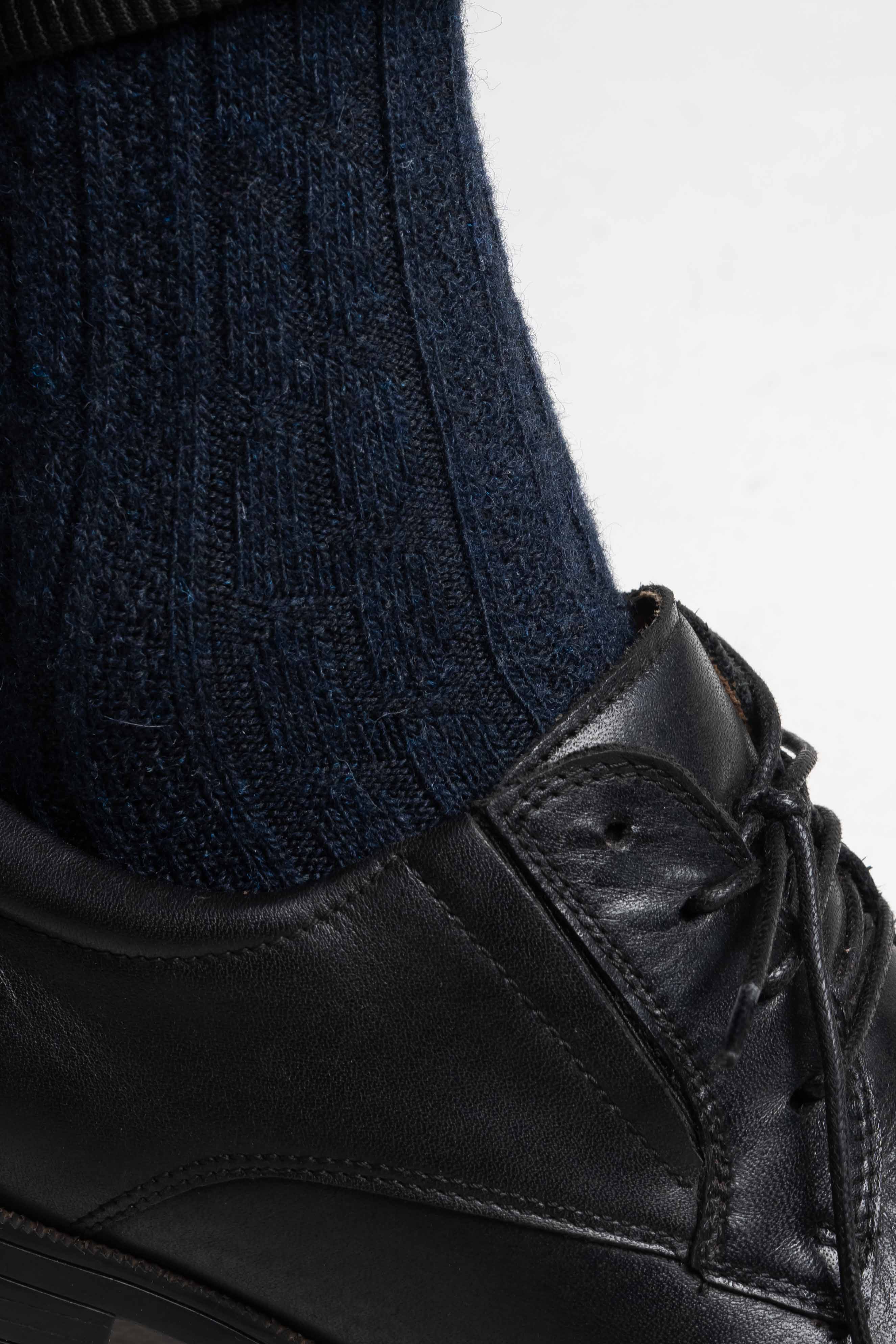 Textured Navy Blue Socks - Image 2