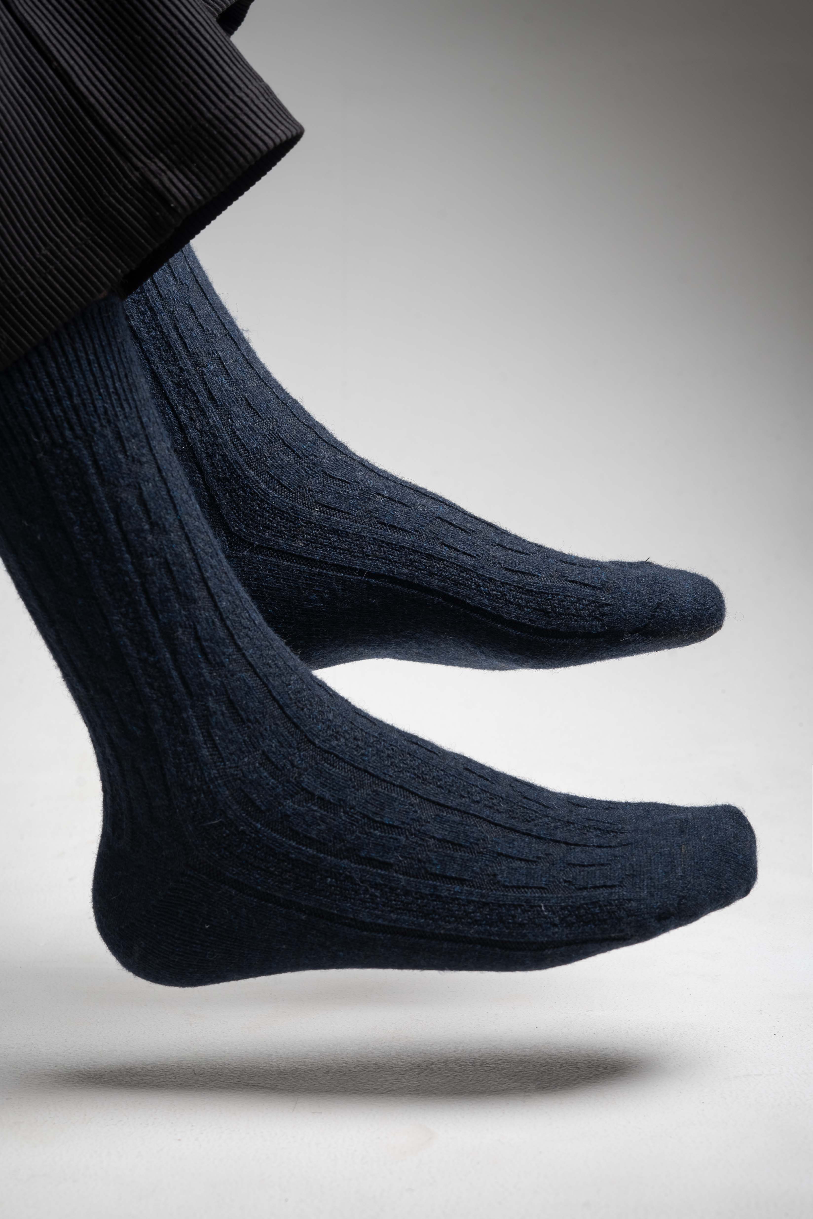 Textured Navy Blue Socks - Image 3