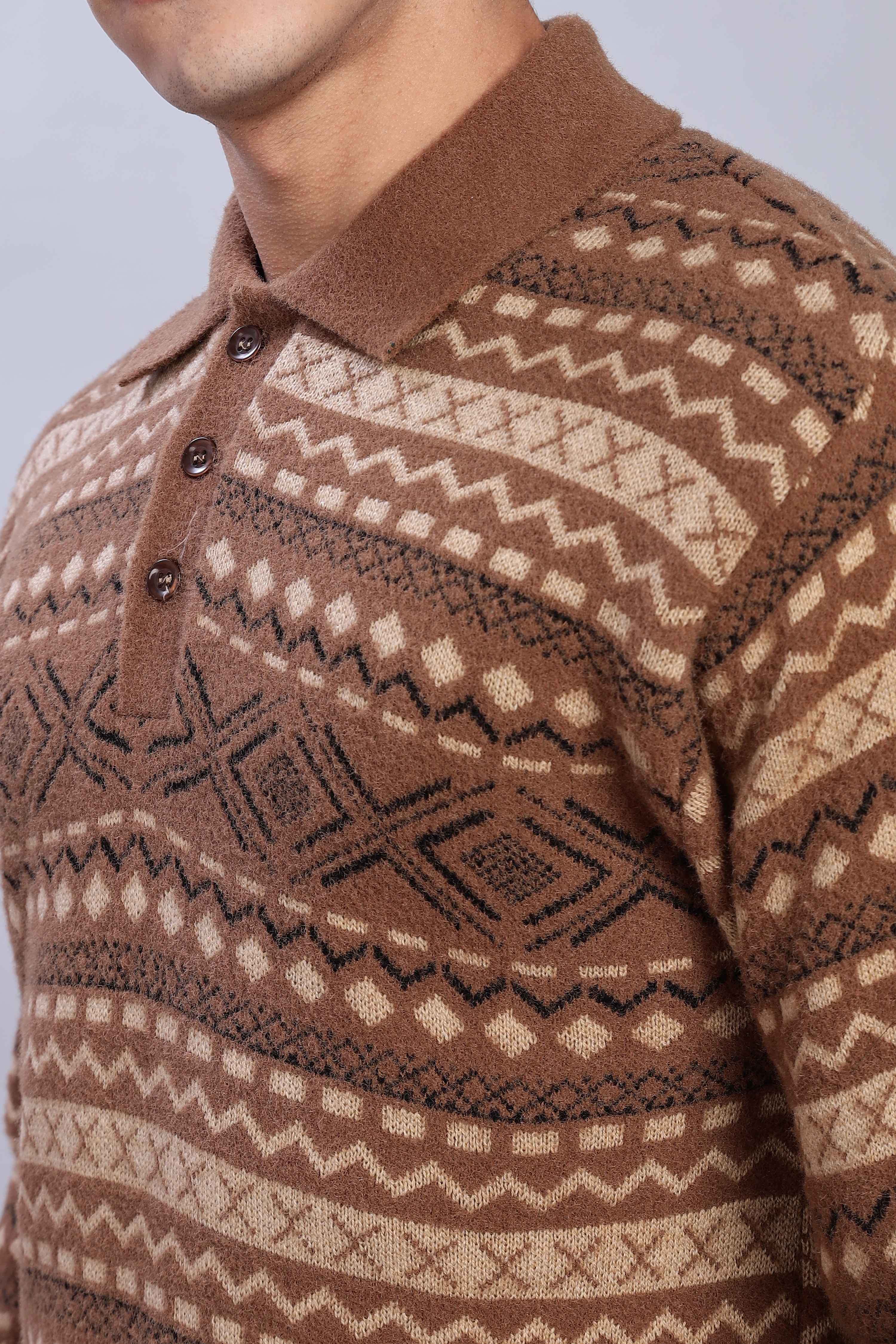 Vintage Brown Knit Polo - Image 4