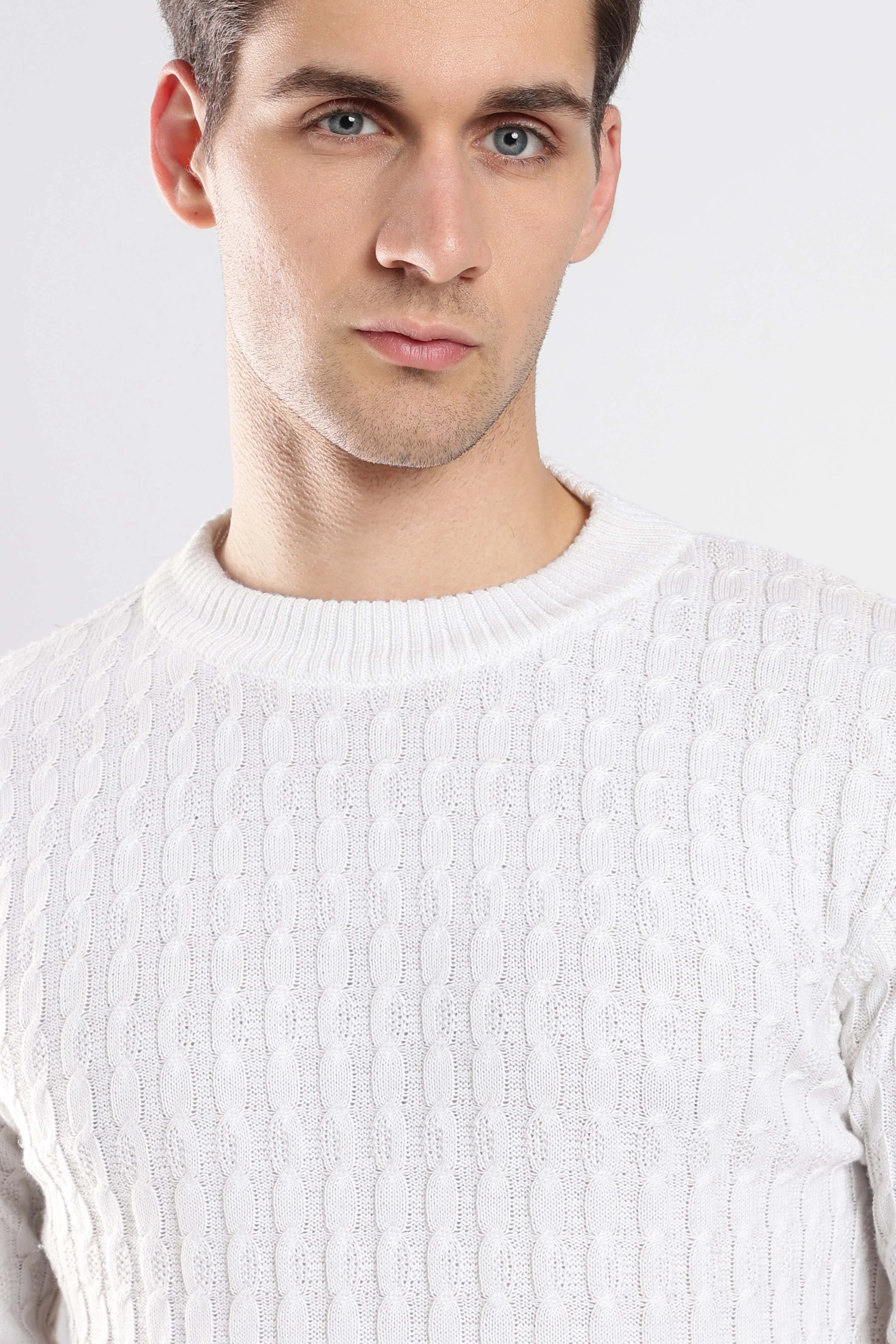 White Cable Knit Sweater - Image 3