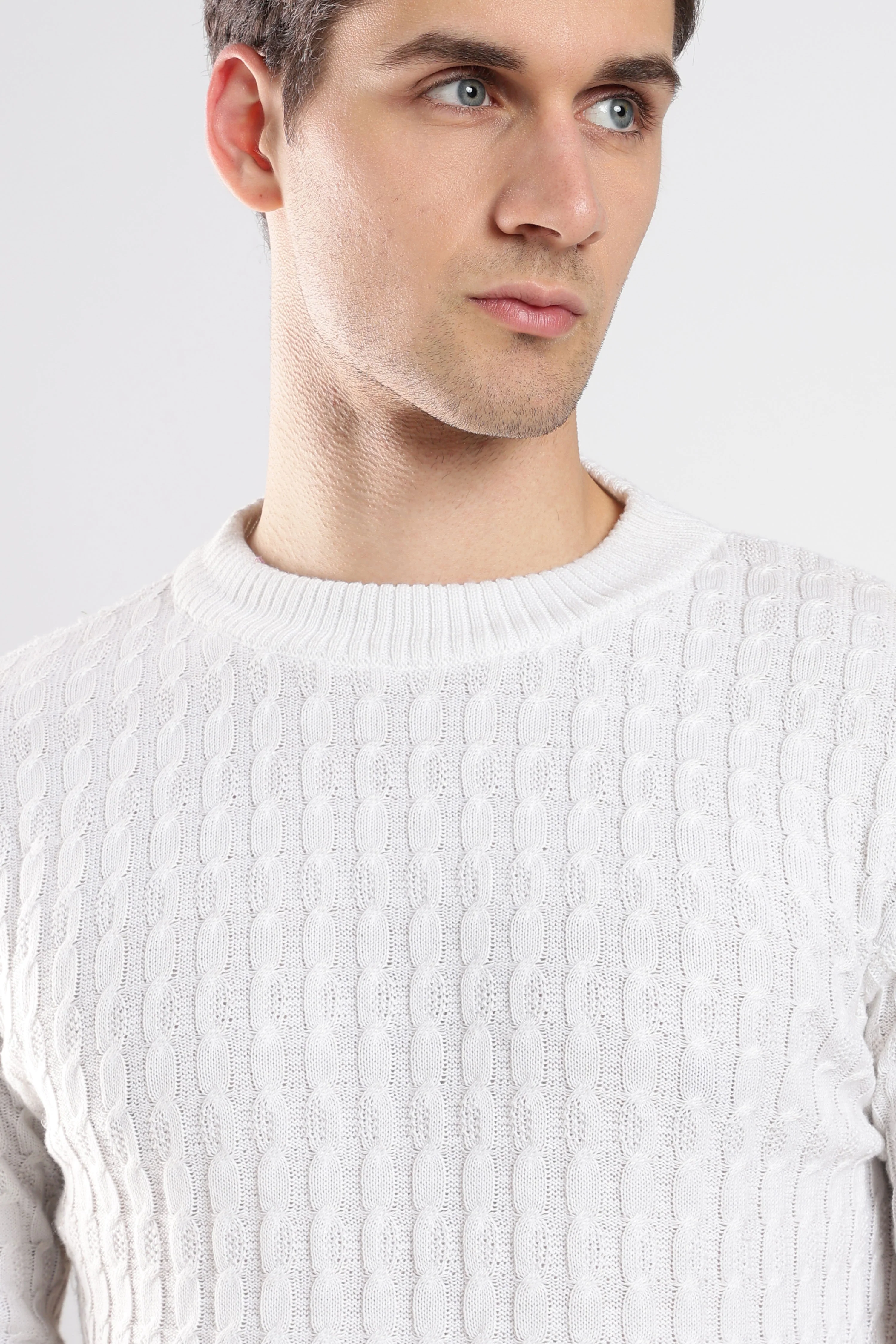 White Cable Knit Sweater - Image 5
