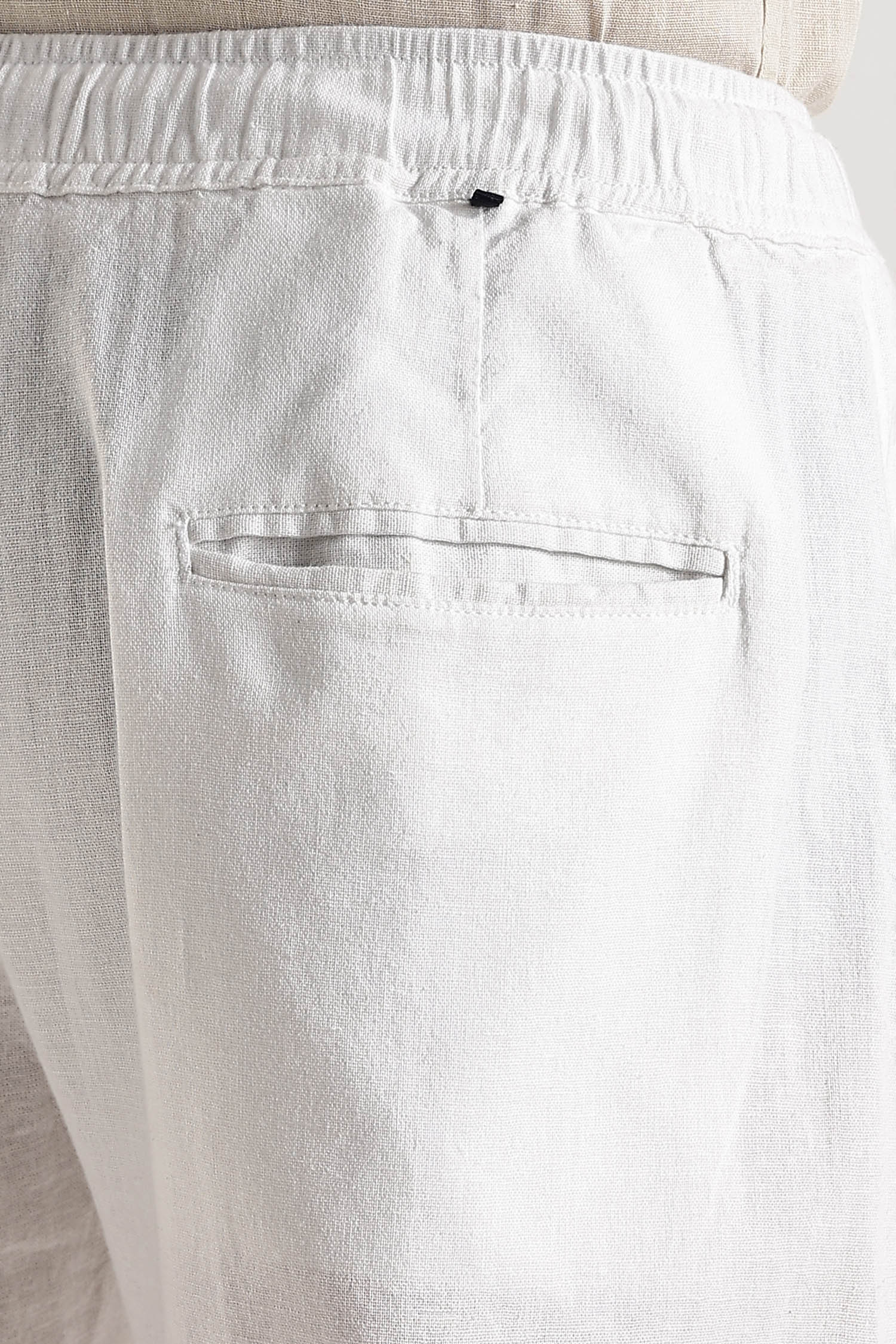 White Regular Fit Linen Pants - Image 4